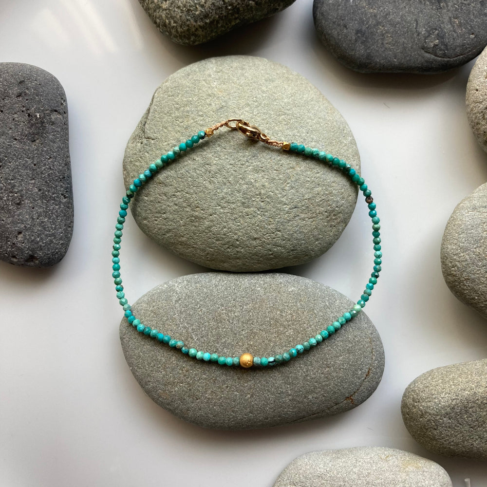 One of a Kind Turquoise with 18K Gold Bracelets