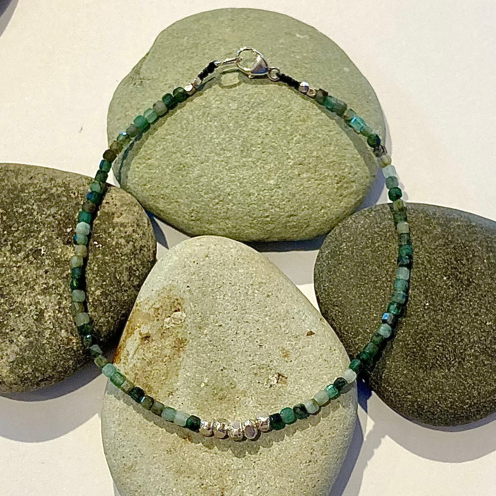 One of a Kind Faceted Square Cut Emerald Bracelets