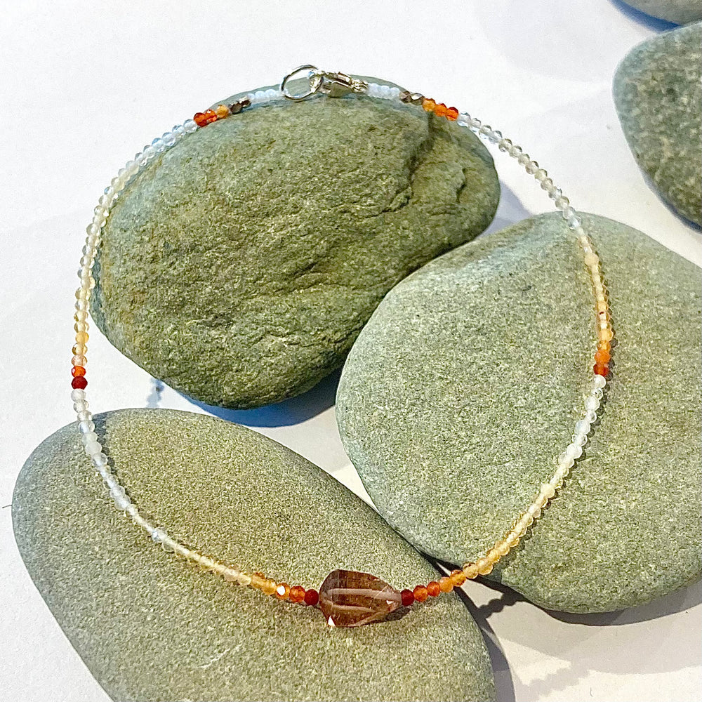 One of a Kind Faceted Fire Opal and Tourmaline Bracelets
