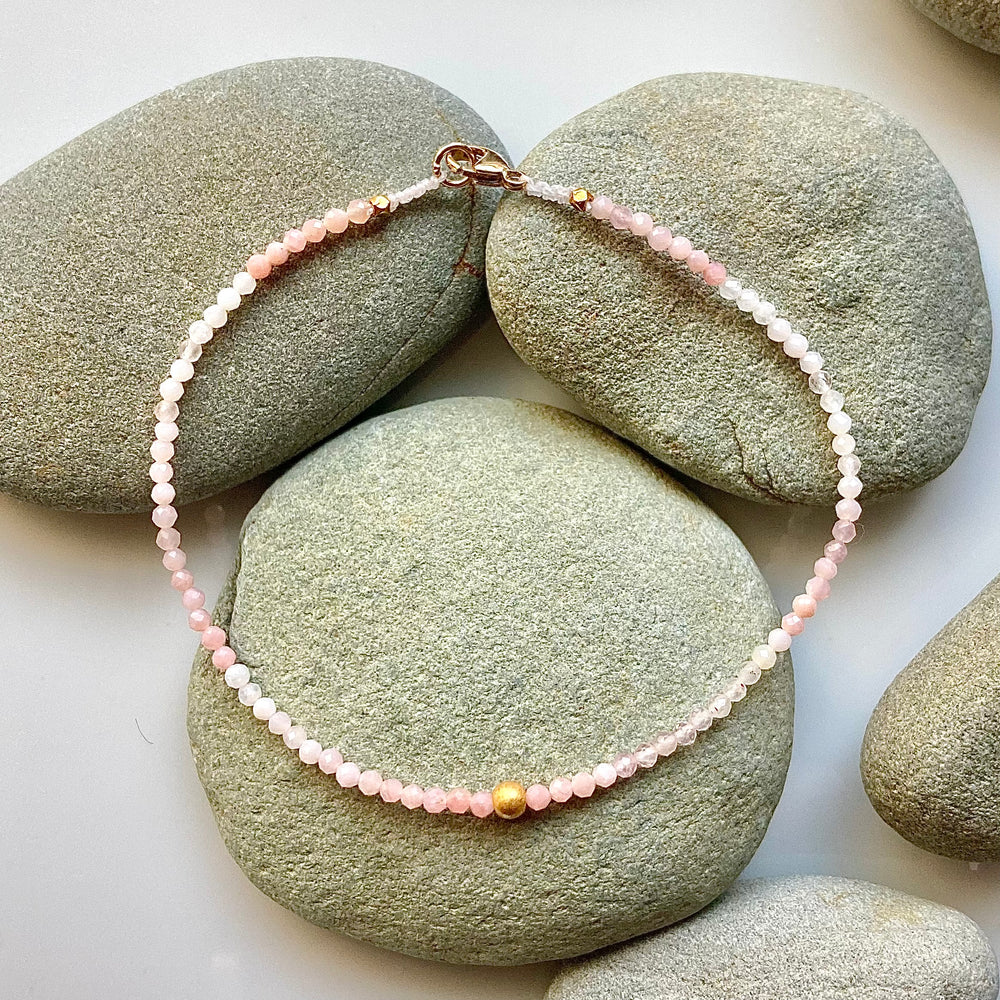 One of a Kind Pink Opals with 18K Gold Bracelets
