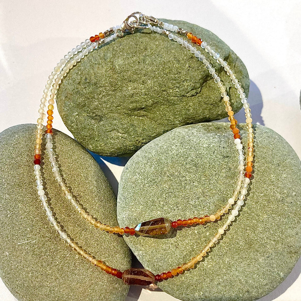 One of a Kind Faceted Fire Opal and Tourmaline Bracelets