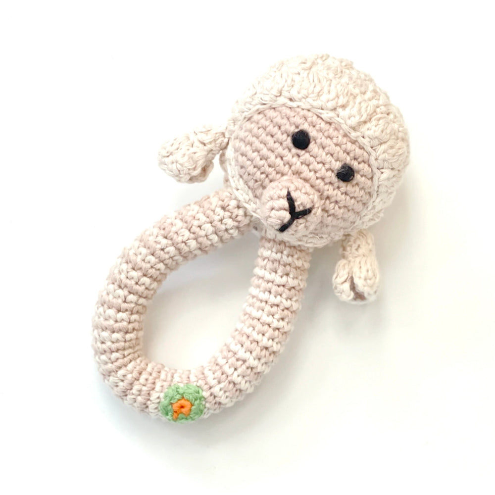 Fair Trade Cotton Lamb Ring Baby Rattle