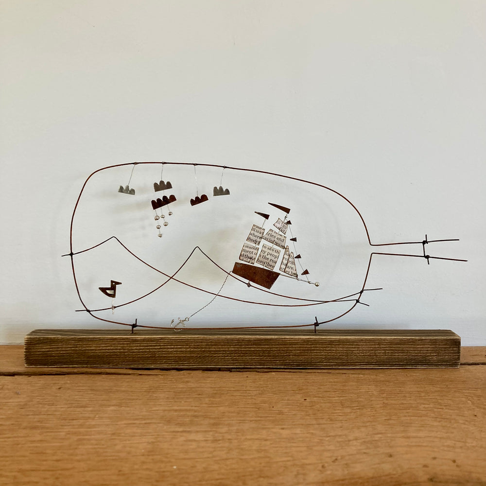 "Ship In A Bottle" Reclaimed Materials Mantel Art