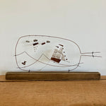 "Ship In A Bottle" Reclaimed Materials Mantel Art