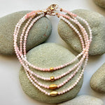 One of a Kind Pink Opals with 18K Gold Bracelets