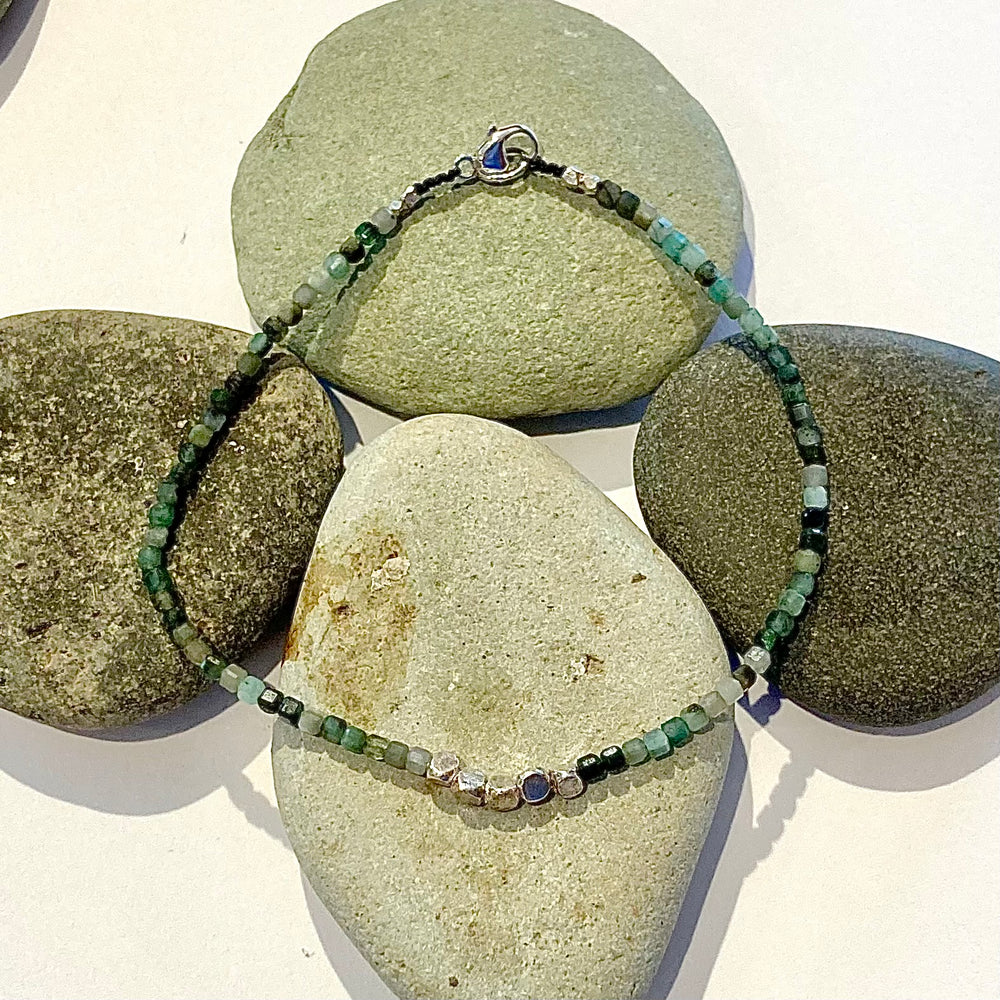 One of a Kind Faceted Square Cut Emerald Bracelets