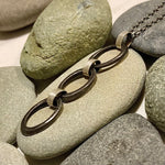 Steel and Sterling Silver Triple Slice Pendant Necklace