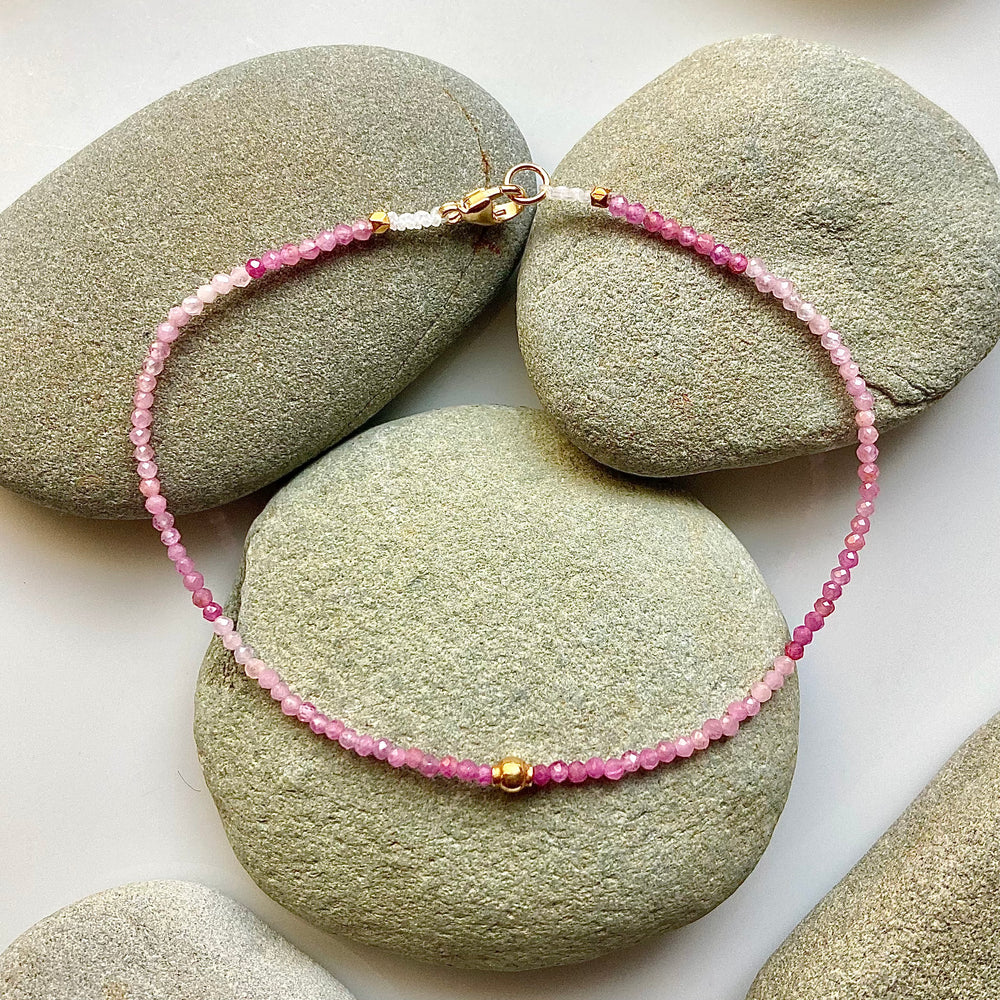 One of a Kind Ombre Rubies with 18K Gold Bracelets