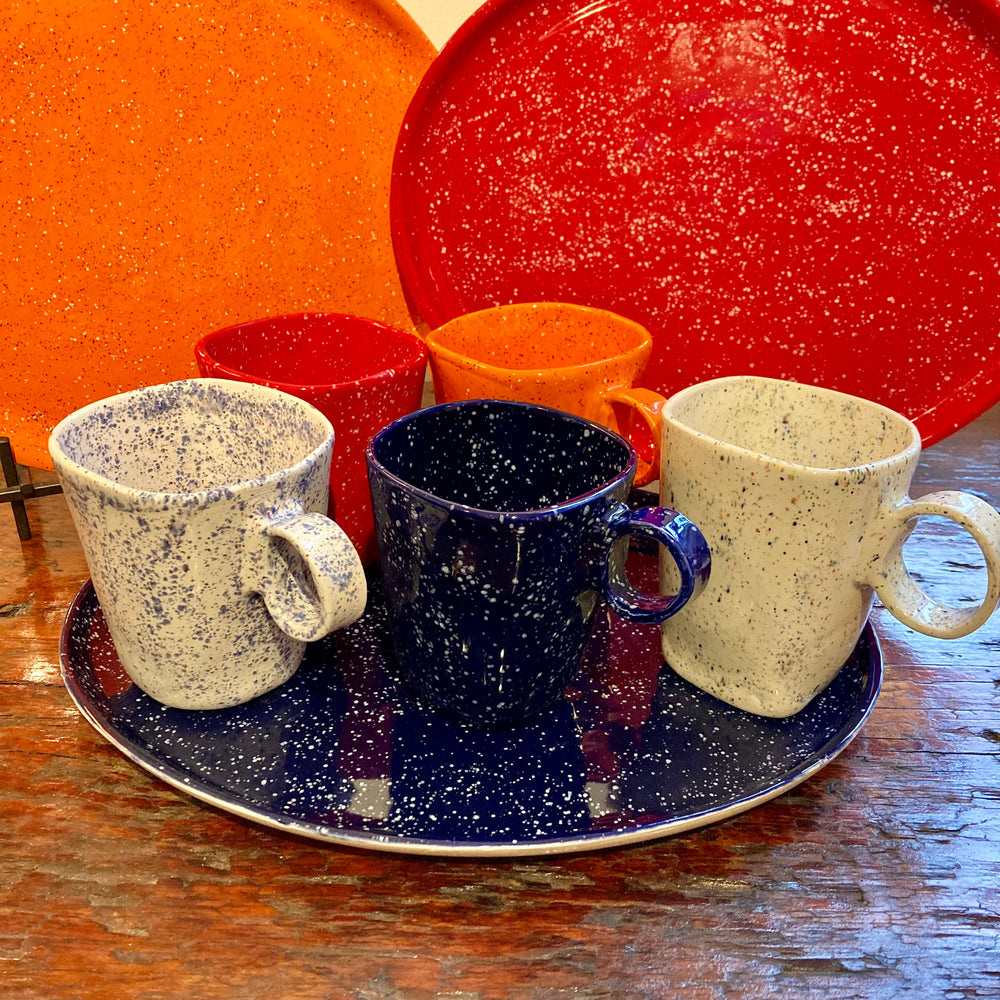 Splatter Square Earthenware Mugs