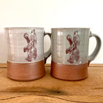 Dancing Bear Wheel Thrown Ceramic Mugs