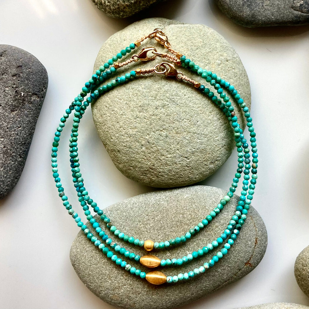 One of a Kind Turquoise with 18K Gold Bracelets