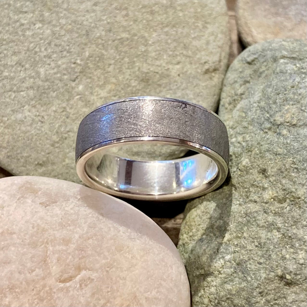 Gibeon Meteorite Ring with Sterling Silver Liner