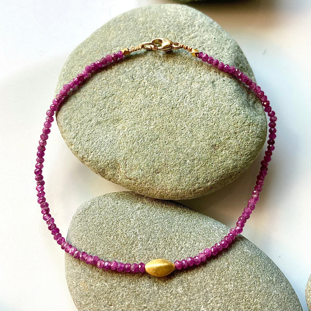 One of a Kind Rubies with Diamond and 18K Gold Bracelets