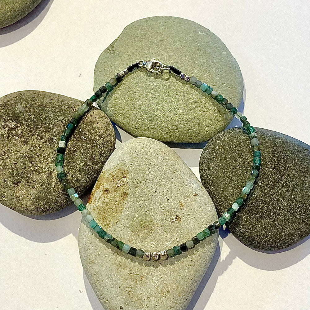 One of a Kind Faceted Square Cut Emerald Bracelets