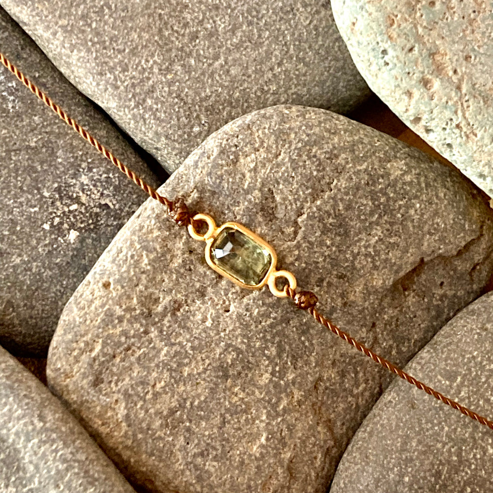 One of a Kind Green Sapphire 18K Gold Bracelet