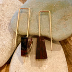 Geometric Single Tourmaline 14K Gold Earrings