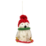 Fair Trade Saucer Sledding Owl Ornament