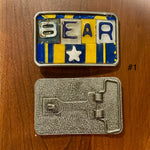 Bear Upcycled License Plate Belt Buckle