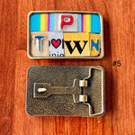 Heart of PTown Upcycled License Plate Belt Buckle