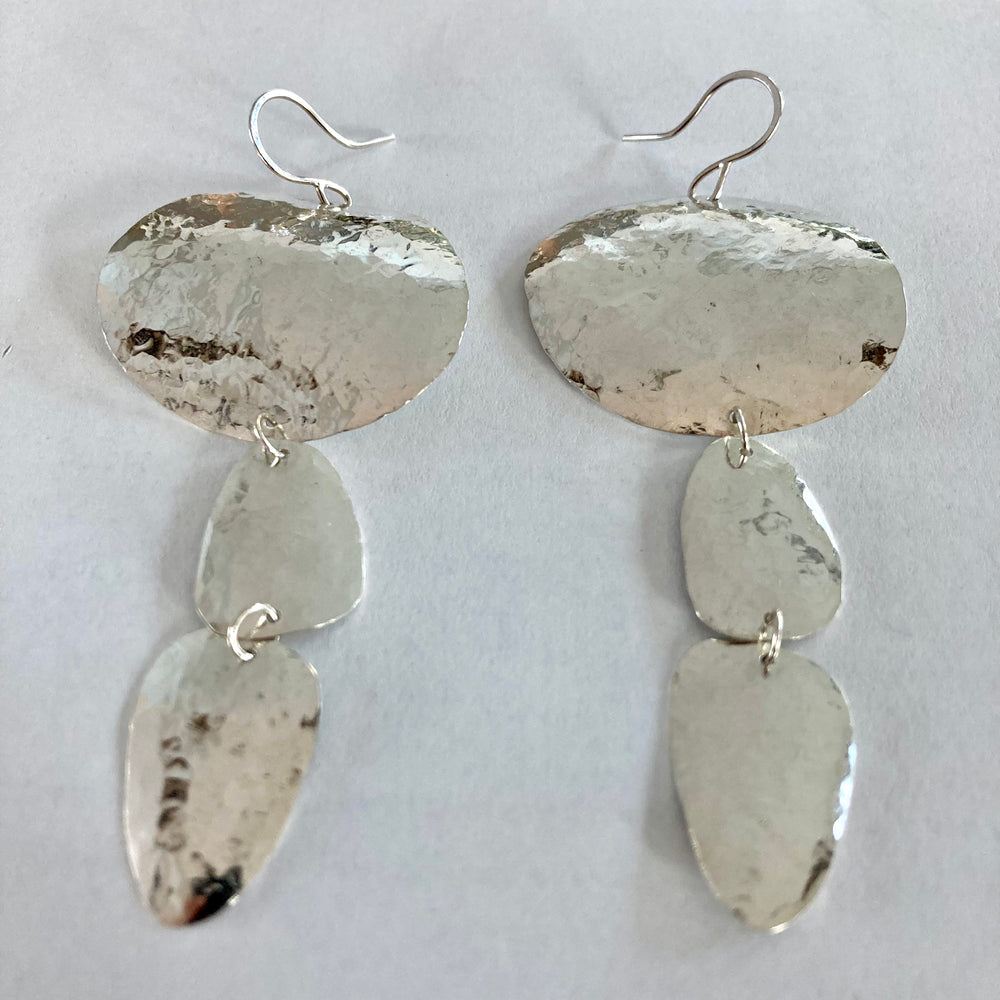 Sterling Silver Triple Pebble Earrings