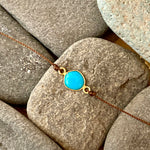 One of a Kind Sleeping Beauty Turquoise Cabochon 18K Gold Bracelet