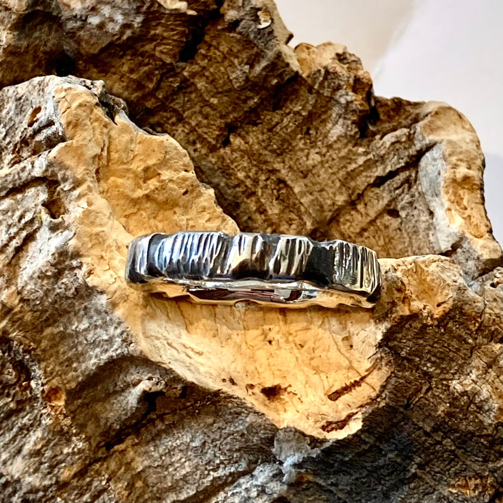 Sterling Silver Textured Boulders Ring