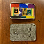 Bear Upcycled License Plate Belt Buckle