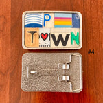 Heart of PTown Upcycled License Plate Belt Buckle