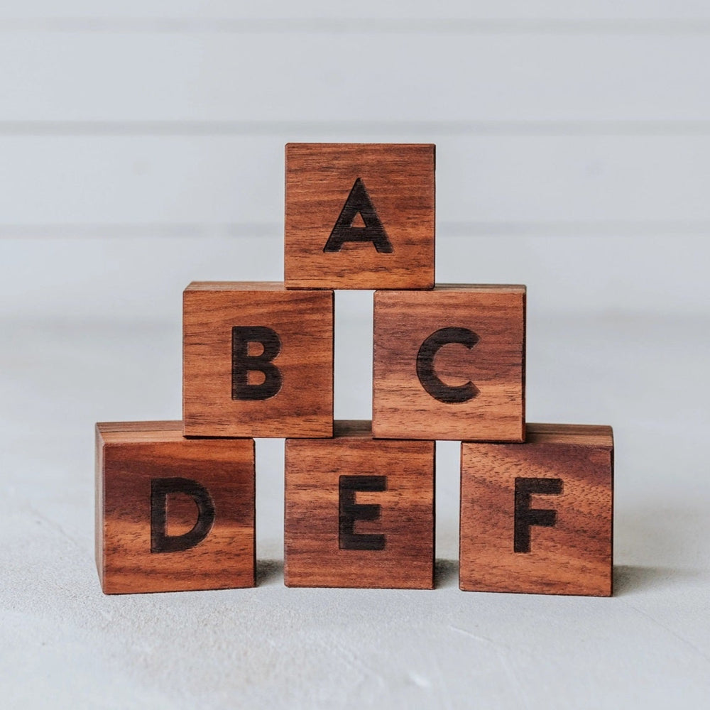 Handmade Wooden Alphabet and Numbers Blocks Set
