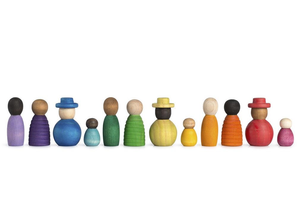 Rainbow Wooden People Play Set