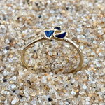 Triple Triangles Faceted Sapphires and 14K Gold Ring