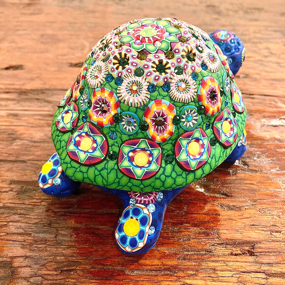 Porcelain Turtle Box Inlaid with Swarovski Crystals