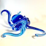 Blue and Turquoise Striped Blown Glass Octopus