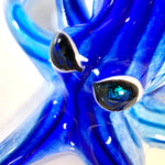 Blue and Turquoise Striped Blown Glass Octopus