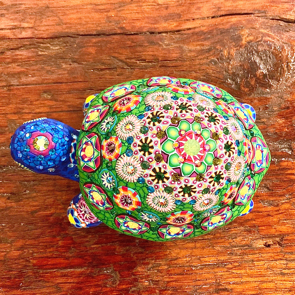 Porcelain Turtle Box Inlaid with Swarovski Crystals