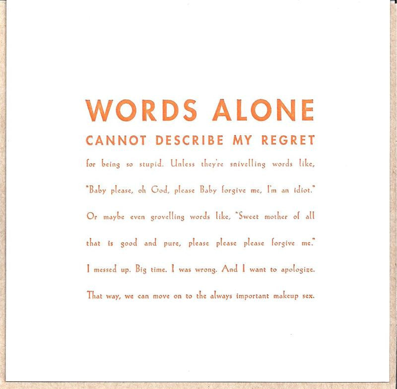 Words Alone Apology Card