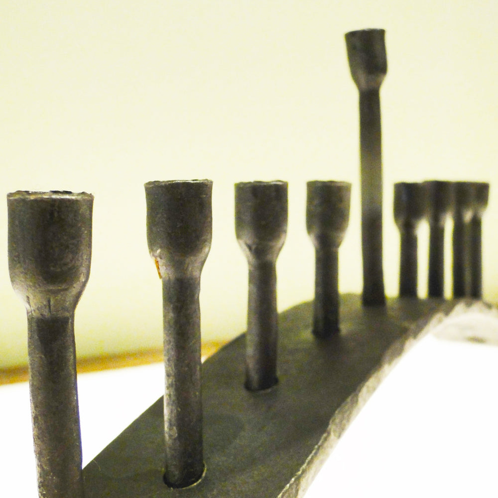 Wrought Iron Arch Hanukkah Menorah