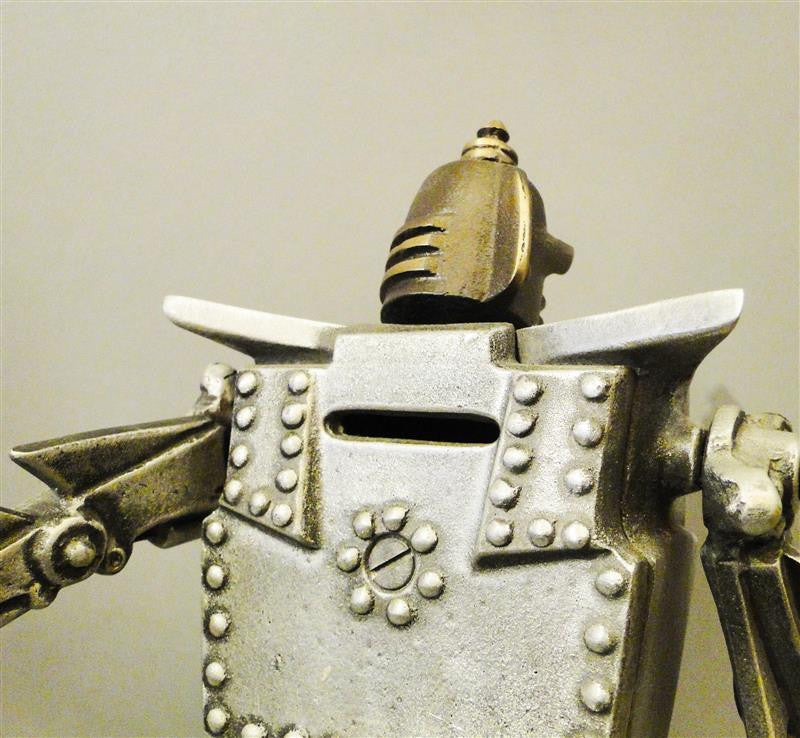 Cast Bronze and Aluminum Robot Coin Bank