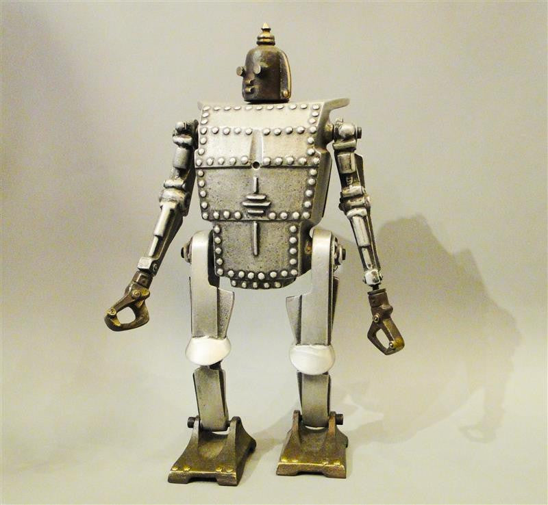 Cast Bronze and Aluminum Robot Coin Bank