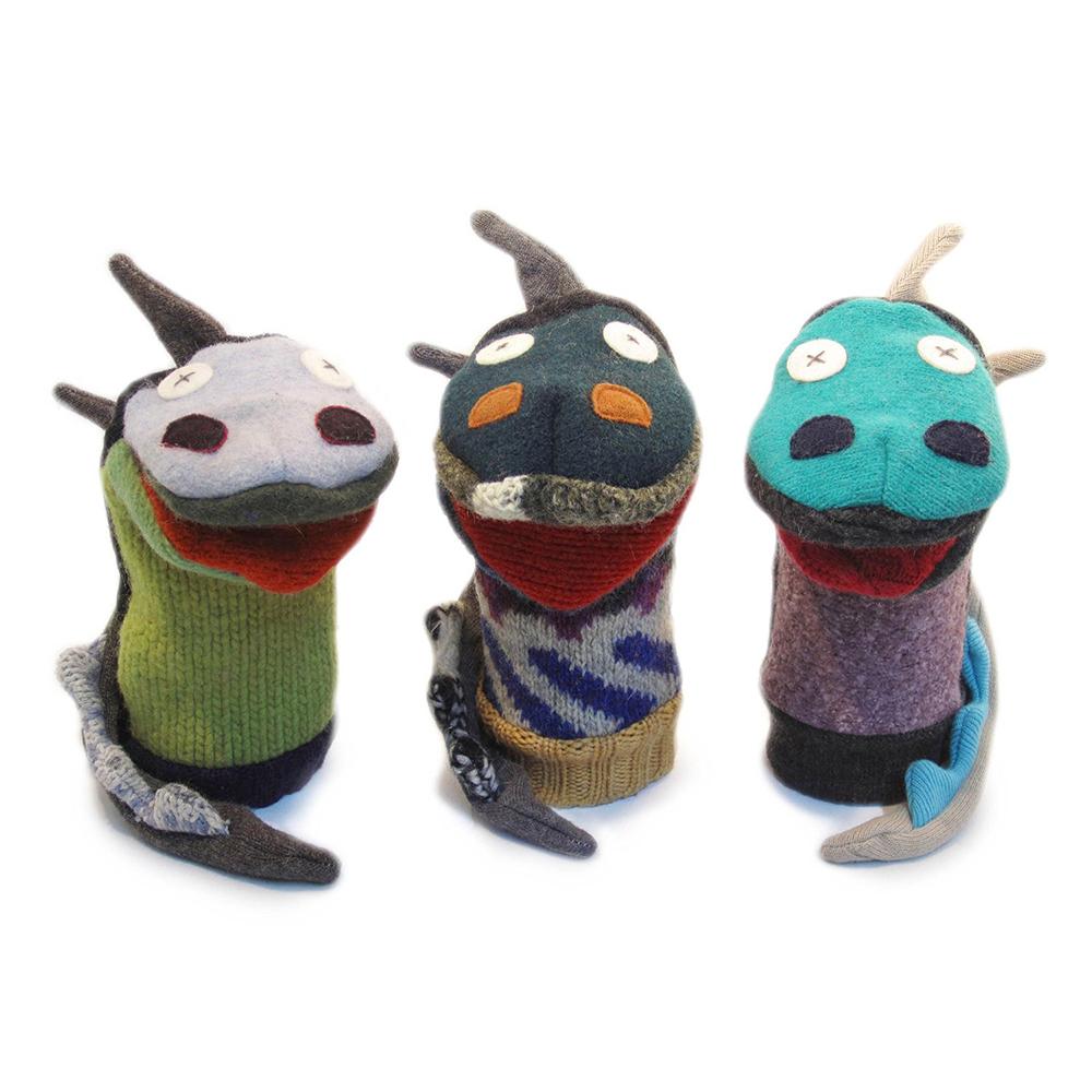 Upcycled Wool Sweater Dragon Puppet