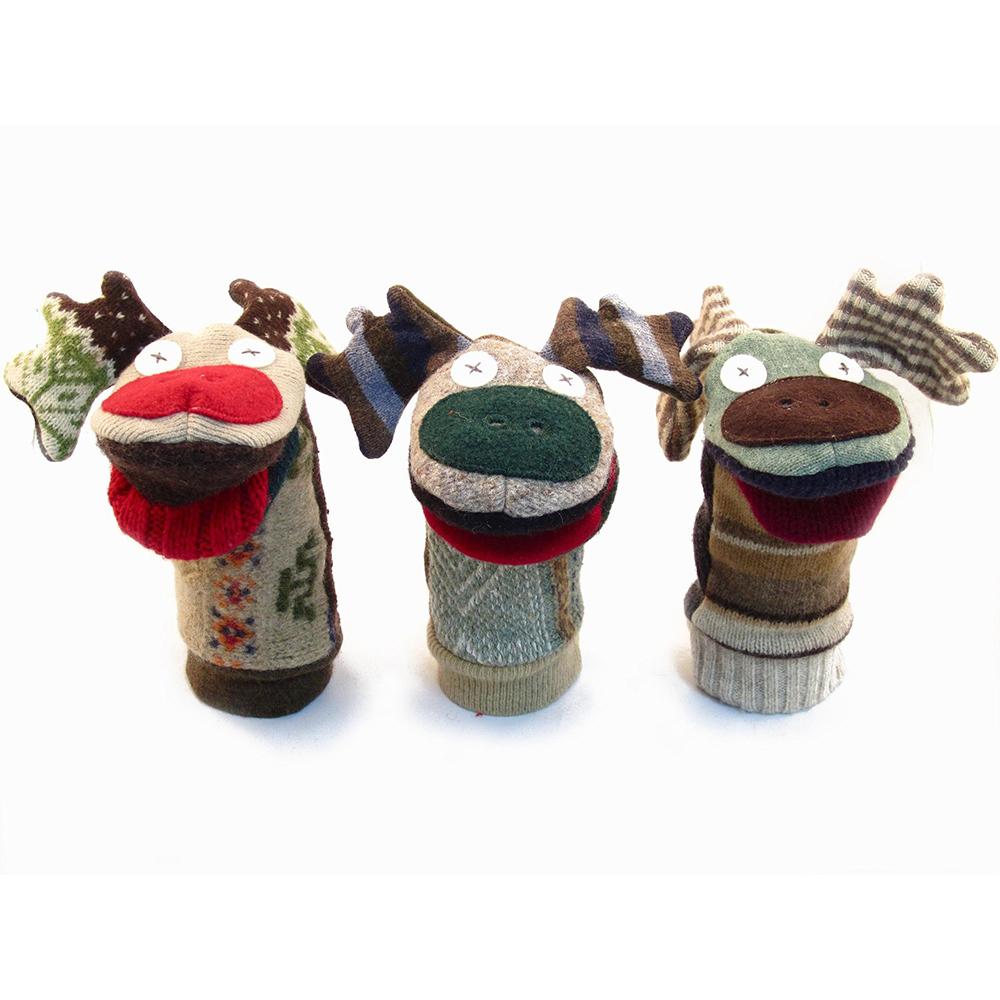 Upcycled Wool Sweater Moose Puppet