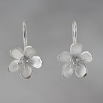 Large Apple Blossom Sterling Silver Loop Earrings