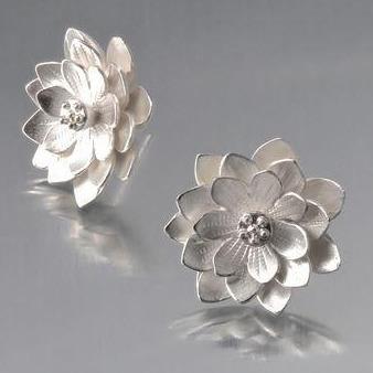 Lotus Sterling Silver Post Earrings