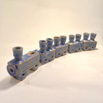 Blue Whistle Train Hanukkah Menorah