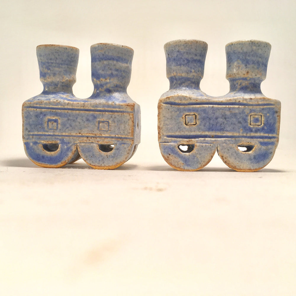 Blue Whistle Train Hanukkah Menorah
