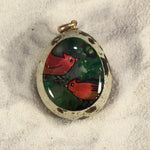 Pair of Cardinals Quail Egg Ornament