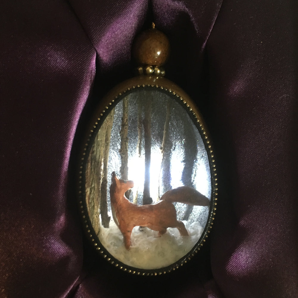 Winter Fox Duck Egg Ornament with LED Light