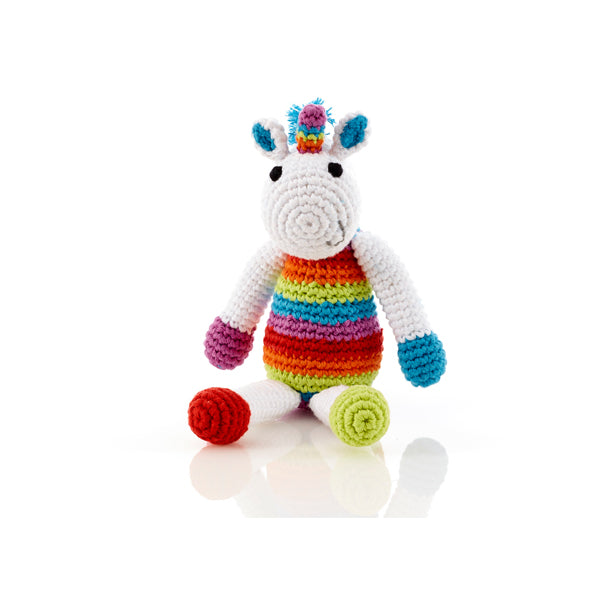 Fair Trade Organic Cotton Rainbow Unicorn Baby Rattle
