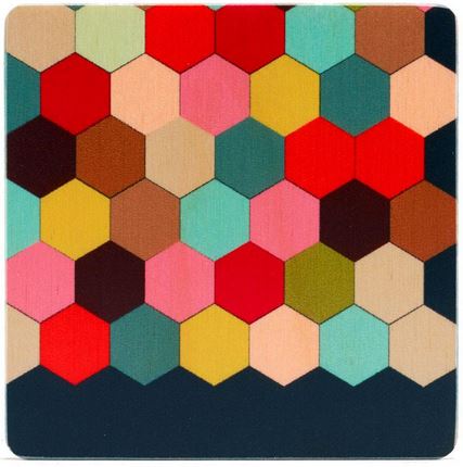 Rainbow Honeycomb Square Coaster Set of Four