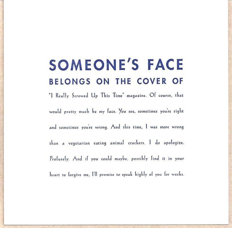 Someone's Face Apology Card